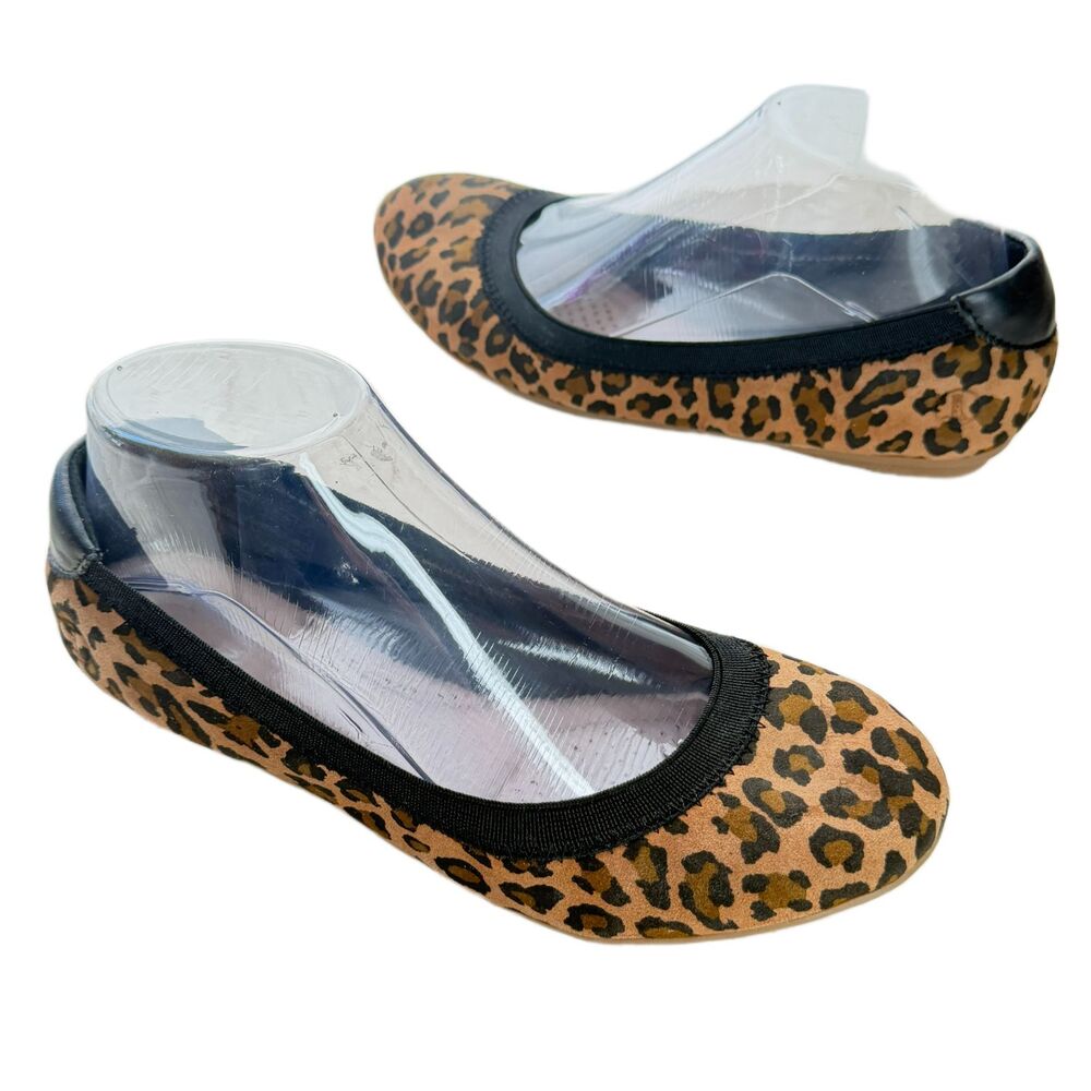 Lands End Womens Leopard Print Ballet Flats – Comfortable Slip‑On Shoes